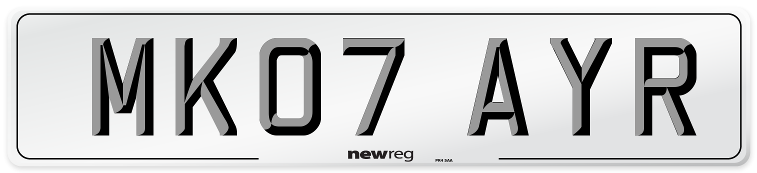 MK07 AYR Number Plate from New Reg